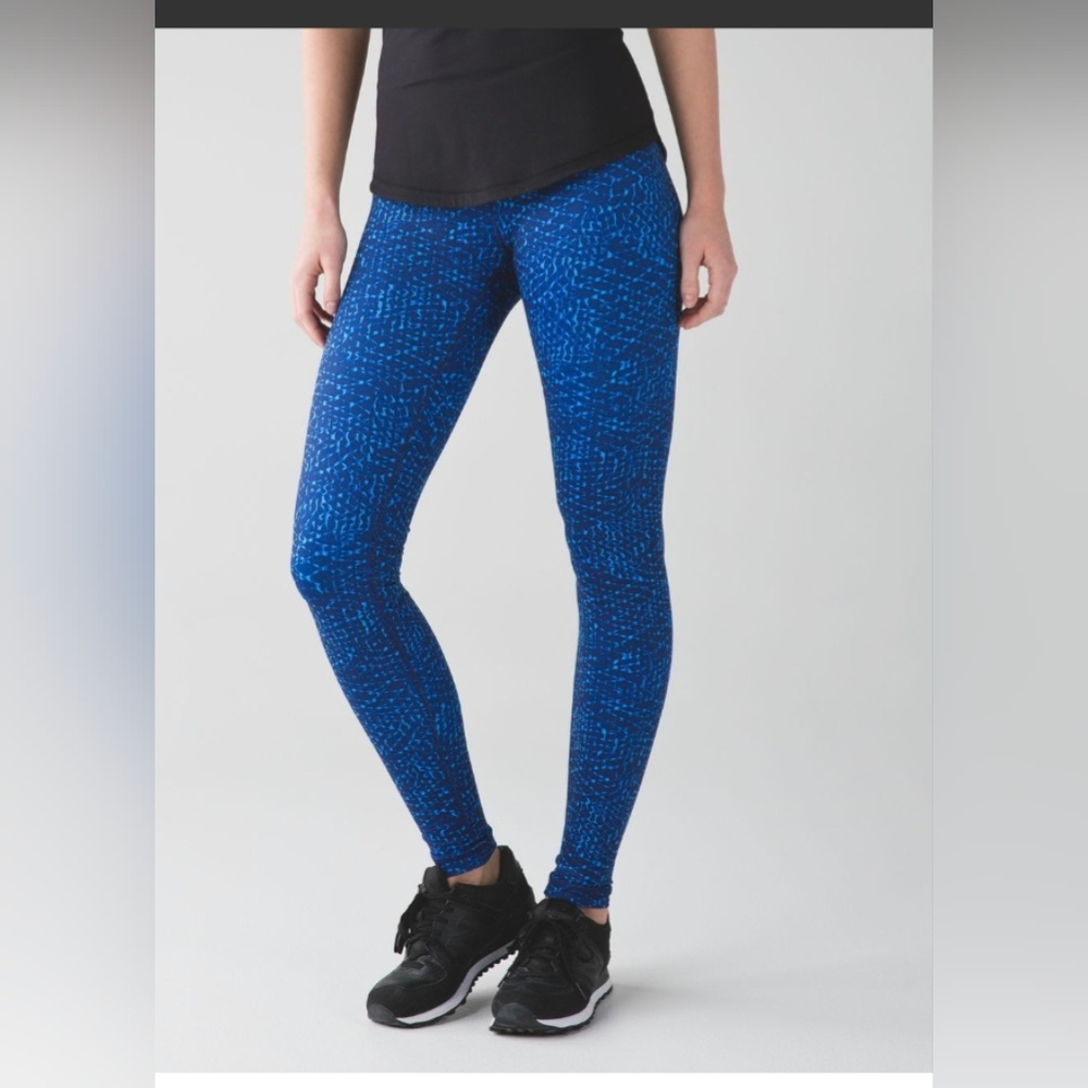 Lululemon Wunder Under Pant III Samba Snake Kayak Hero Blue Leggings Sz 10
